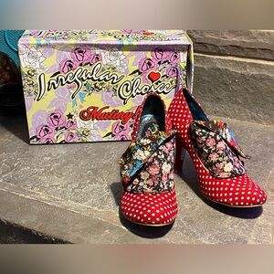 VTG in original box,Irregular Choice Mutiny FLICK FLACK heels,red/polka dot, 38